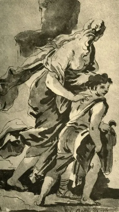 Framed Print : Hagar and Ishmael, mid 18th century, (1928). Artist: Giovanni Battista Tiepolo Framed Print : Hagar and Ishmael, mid 18th century, (1928). Artist: Giovanni Battista Tiepolo