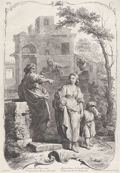Hagar Sent into the Wildnerness, 1758. Creator: Francesco Bartolozzi