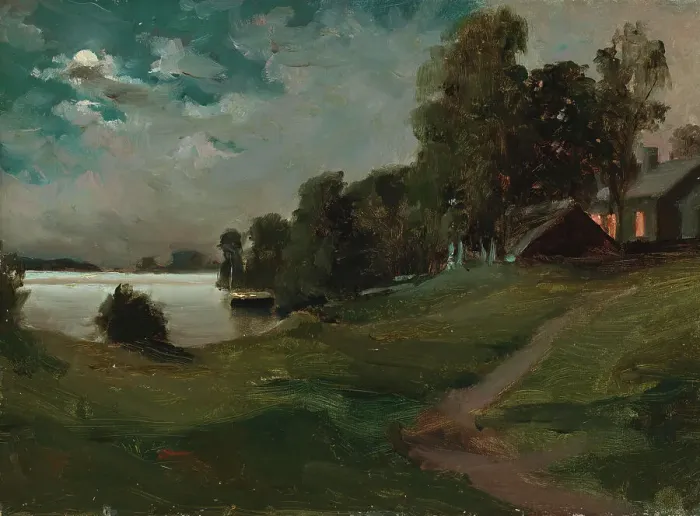 Framed Print : Haikko Villa in Moonlight, 1880. Creator: Albert Edelfelt Framed Print : Haikko Villa in Moonlight, 1880. Creator: Albert Edelfelt