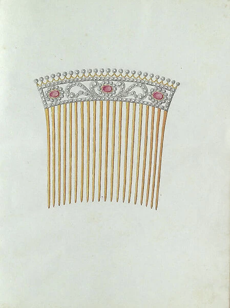 Hair comb with twenty teeth and three red stones, c.1800-c.1810. Creator: Carl Friedrich Bärthel