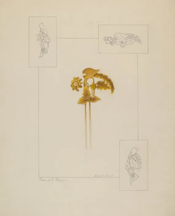 Framed Print : Hair Pin, c. 1937. Creator: Manuel G. Runyan Framed Print : Hair Pin, c. 1937. Creator: Manuel G. Runyan