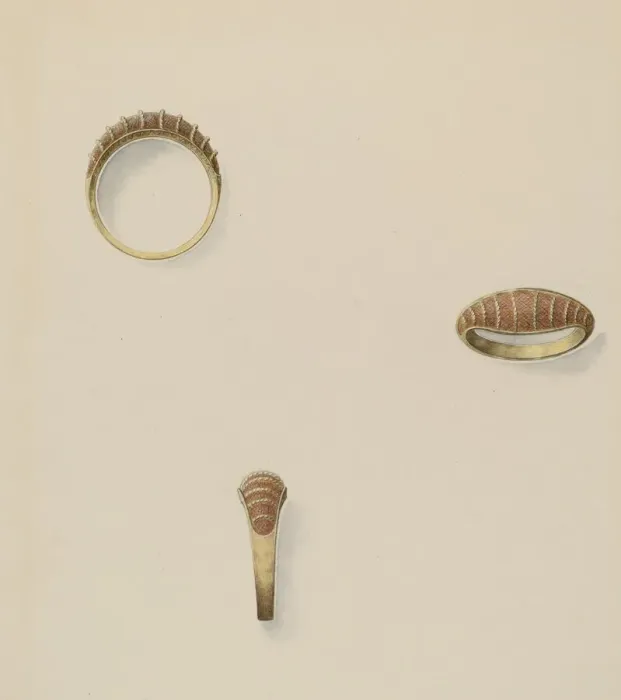 Framed Print : Hair Ring, c. 1937. Creator: John H. Tercuzzi Framed Print : Hair Ring, c. 1937. Creator: John H. Tercuzzi