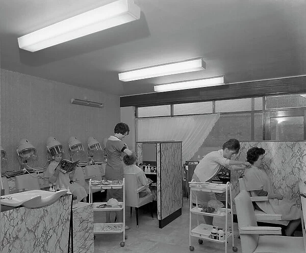Hairdressers at work, Armthorpe, near Doncaster, South Yorkshire, 1961