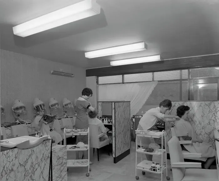 Framed Print : Hairdressers at work, Armthorpe, near Doncaster, South Yorkshire, 1961 Framed Print : Hairdressers at work, Armthorpe, near Doncaster, South Yorkshire, 1961