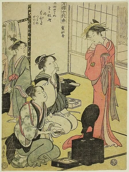 Hairdressing Room (Kamibeya), from the series 'Ten Kinds of Incense in the Pleasure... c. 1793 / 94. Creator: Torii Kiyonaga. Hairdressing Room (Kamibeya), from the series 'Ten Kinds of Incense in the Pleasure... c. 1793 / 94