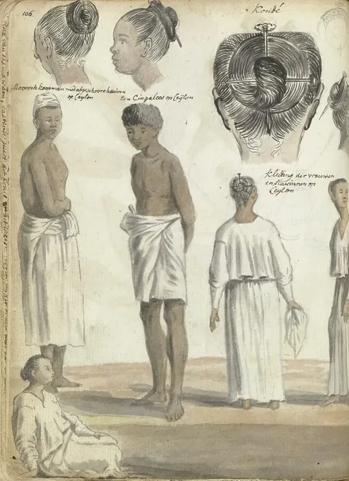 Framed Print : Hairstyles, traditional styles in Ceylon, 1785-1786. Creator: Jan Brandes Framed Print : Hairstyles, traditional styles in Ceylon, 1785-1786. Creator: Jan Brandes