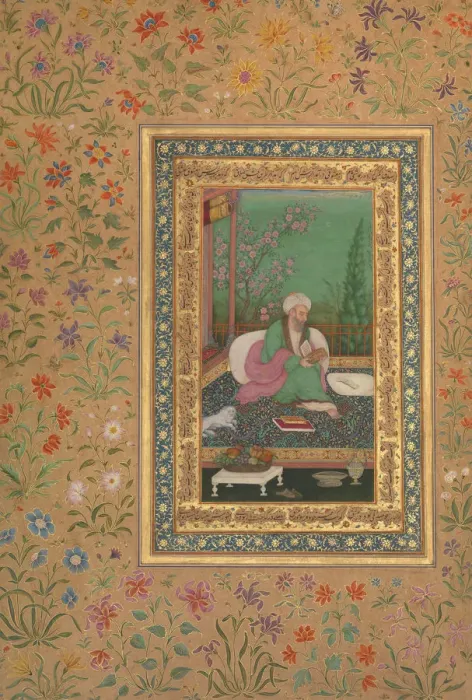 Framed Print : Haji Husain Bukhari, Folio from the Shah Jahan Album, recto: early 19th century Framed Print : Haji Husain Bukhari, Folio from the Shah Jahan Album, recto: early 19th century