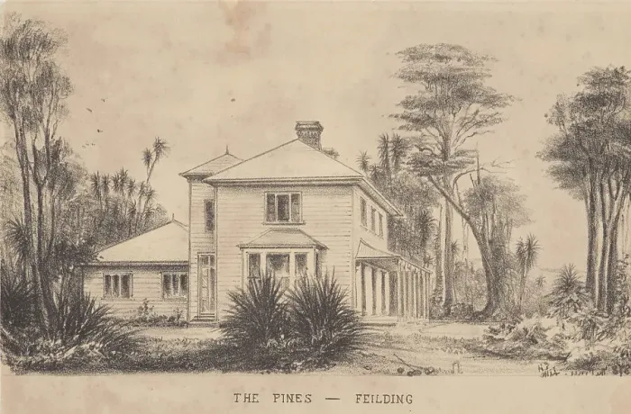 Framed Print : The Halcombe's house, The Pines, at Feilding, 1878. Creator: Edith Stanway Halcombe Framed Print : The Halcombe's house, The Pines, at Feilding, 1878. Creator: Edith Stanway Halcombe