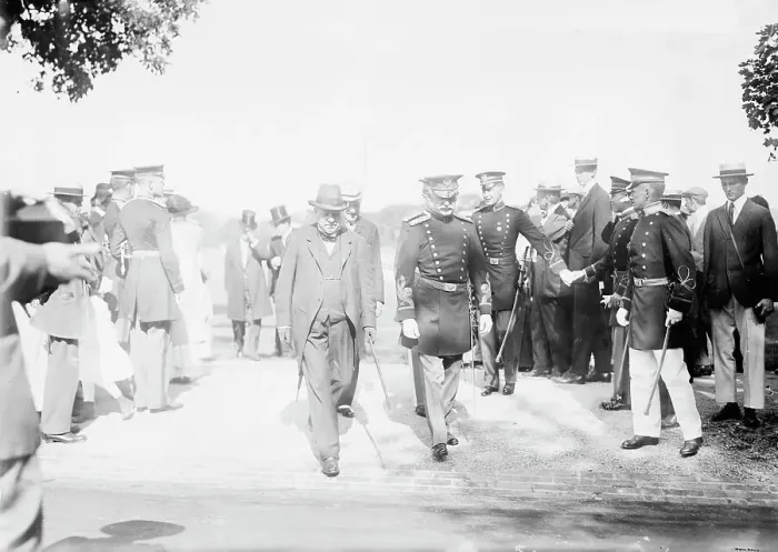 Framed Print : Haldane leaving reviewing grounds, West Point - Gen. C.P. Townsley, Capt. E.R. Householder... 1913. Creator: Bain News Service Framed Print : Haldane leaving reviewing grounds, West Point - Gen. C.P. Townsley, Capt. E.R. Householder... 1913. Creator: Bain News Service