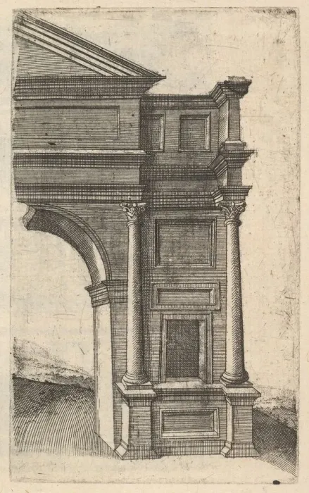Framed Print : Half of an Arch [Porta Antonae] from the series Ruinarum variarum fabricarum