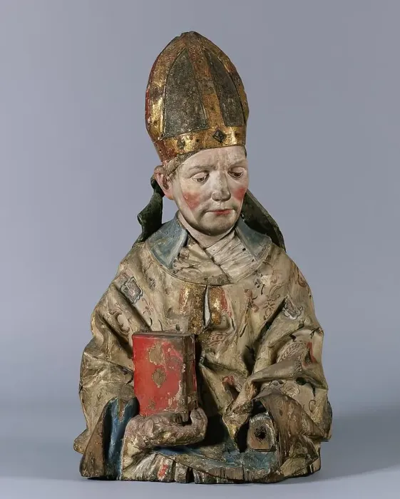 Framed Print : Half figure of a St. bishop's, around 1480 / 1490. Creator: Hans Klocker Framed Print : Half figure of a St. bishop's, around 1480 / 1490. Creator: Hans Klocker