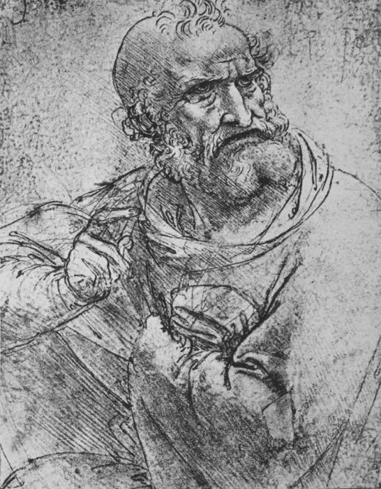 Framed Print : Half-Length of an Apostle with his Right Hand Raised, c1480 (1945). Artist: Leonardo da Vinci Framed Print : Half-Length of an Apostle with his Right Hand Raised, c1480 (1945). Artist: Leonardo da Vinci