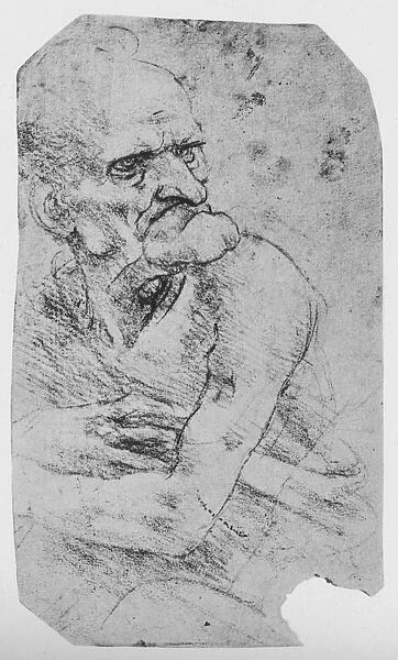 Half-Length Caricature of an Old Man with a Prominent Chin, c1480 (1945). Artist: Leonardo da Vinci