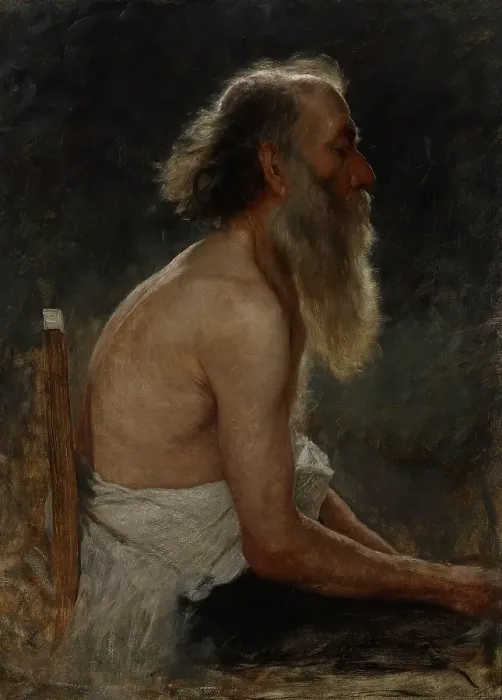 Framed Print : Half-Length Figure Study (Old Man), about 1883-1884. Creator: John Ottis Adams Framed Print : Half-Length Figure Study (Old Man), about 1883-1884. Creator: John Ottis Adams
