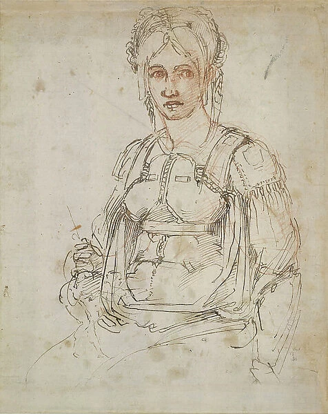 Half-length figure of a woman (Portrait of Vittoria Colonna), c. 1525. Creator: Buonarroti, Michelangelo (1475-1564)