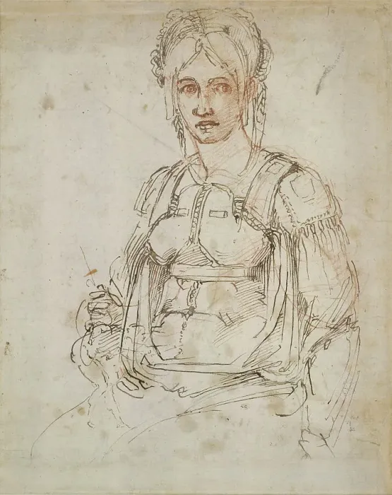 Framed Print : Half-length figure of a woman (Portrait of Vittoria Colonna), c. 1525. Creator: Buonarroti, Michelangelo (1475-1564) Framed Print : Half-length figure of a woman (Portrait of Vittoria Colonna), c. 1525. Creator: Buonarroti, Michelangelo (1475-1564)