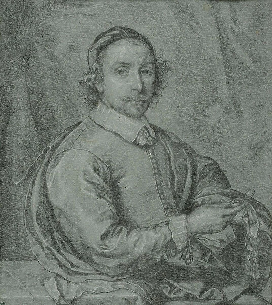 Half-Length Portrait of a Man Holding a Watch. Creator: Unknown
