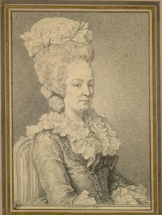 Framed Print : Half-length Portrait of a Seated Woman, 1781. Creator: Charles-Nicolas Cochin (French, 1715-1790) Framed Print : Half-length Portrait of a Seated Woman, 1781. Creator: Charles-Nicolas Cochin (French, 1715-1790)