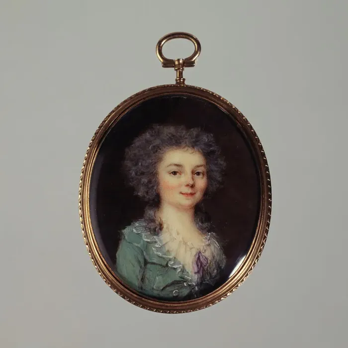 Framed Print : Half-length portrait of a young woman, c1788. Creators: Francois Antoine Romany, Peter Adolf Hall Framed Print : Half-length portrait of a young woman, c1788. Creators: Francois Antoine Romany, Peter Adolf Hall