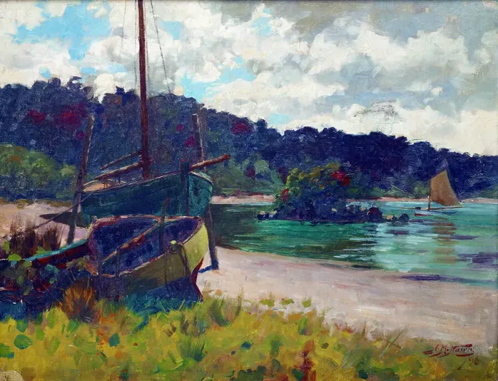 Framed Print : Half Moon Bay, Stewart Island, 1896. Creator: James McLauchlan Nairn Framed Print : Half Moon Bay, Stewart Island, 1896. Creator: James McLauchlan Nairn
