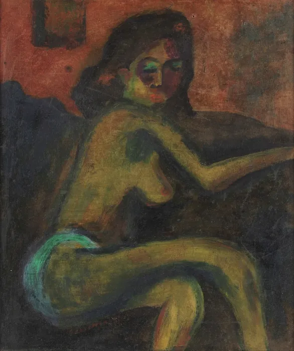 Framed Print : Half-naked woman. Creator: Pechstein, Hermann Max (1881-1955) Framed Print : Half-naked woman. Creator: Pechstein, Hermann Max (1881-1955)