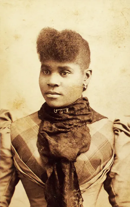 Framed Print : Half-portrait of young woman wearing large lace scarf over plaid bodice, c1880-c1889. Creator: James O Durgan Framed Print : Half-portrait of young woman wearing large lace scarf over plaid bodice, c1880-c1889. Creator: James O Durgan