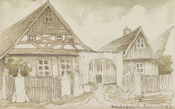 Half-timbered house at the Podhorn mountain in Marienbad, 1869. Creator: Johannes Tavenraat