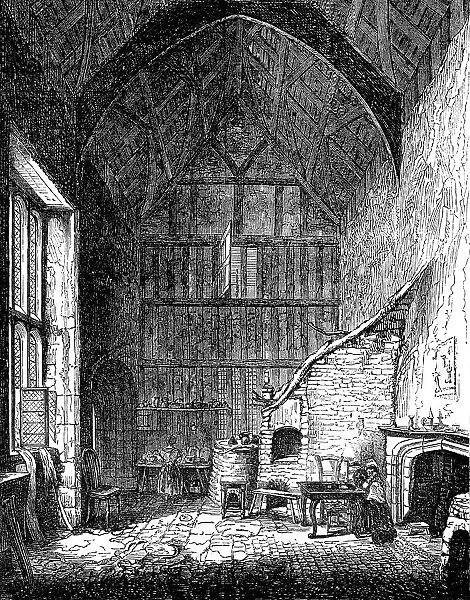 Hall of Childrey Down Manor-house, Berks. 1857. Creator: Unknown