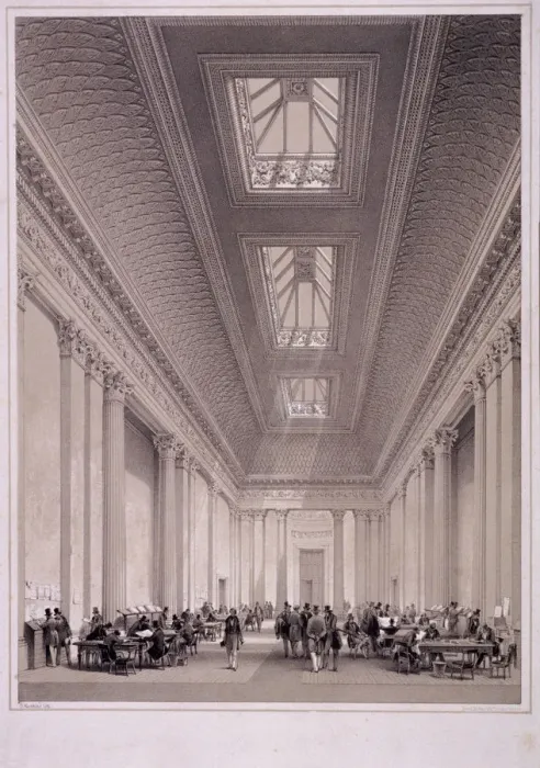 Framed Print : Hall of Commerce, Threadneedle Street, London, c1850. Artist: George Hawkins Framed Print : Hall of Commerce, Threadneedle Street, London, c1850. Artist: George Hawkins