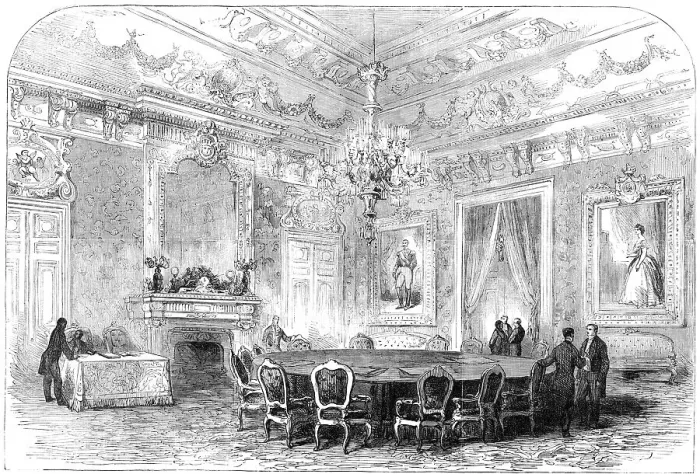 Framed Print : Hall of the Conferences, Hotel of the Minister for Foreign Affairs, at Paris, 1856. Creator: Unknown Framed Print : Hall of the Conferences, Hotel of the Minister for Foreign Affairs, at Paris, 1856. Creator: Unknown