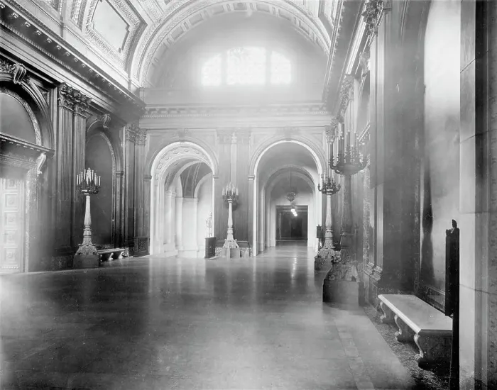 Framed Print : Hall, third floor, the New York Public Library, between 1911 and 1920. Creator: Unknown Framed Print : Hall, third floor, the New York Public Library, between 1911 and 1920. Creator: Unknown