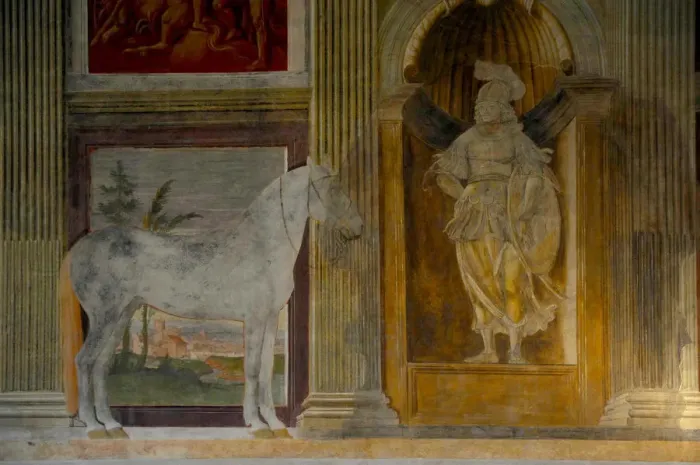 Framed Print : The Hall of Horses (Sala dei Cavalli) in the Palazzo del Te, 1526-1534. Artist: Romano, Giulio (1499-1546) Framed Print : The Hall of Horses (Sala dei Cavalli) in the Palazzo del Te, 1526-1534. Artist: Romano, Giulio (1499-1546)