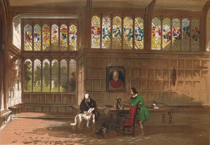 Framed Print : Hall at Ockwells, Berkshire, 1845 Framed Print : Hall at Ockwells, Berkshire, 1845