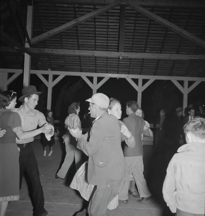 Framed Print : Halloween party at Shafter Camp for migrant agricultural workers, California, 1938. Creator: Dorothea Lange Framed Print : Halloween party at Shafter Camp for migrant agricultural workers, California, 1938. Creator: Dorothea Lange