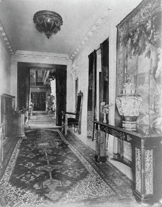 Framed Print : Hallway, with Oriental urn at right, in home of Edmund Cogswell... Greenwich, Connecticut, 1908. Creator: Frances Benjamin Johnston Framed Print : Hallway, with Oriental urn at right, in home of Edmund Cogswell... Greenwich, Connecticut, 1908. Creator: Frances Benjamin Johnston