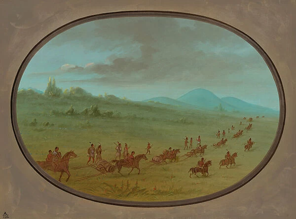 Halsey's Bluff - Sioux Indians on the March, 1861 / 1869. Creator: George Catlin