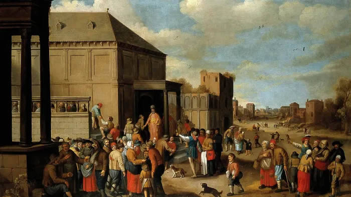 Framed Print : The halt and the blind being summoned to the great supper, 1620-1629. Creator: Joost Cornelisz Droochsloot Framed Print : The halt and the blind being summoned to the great supper, 1620-1629. Creator: Joost Cornelisz Droochsloot