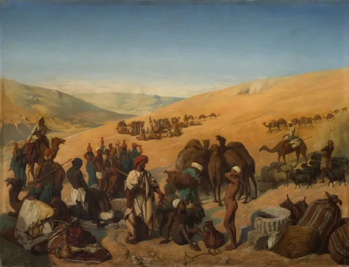 Framed Print : Halt of Caravans at the Wells of Saba (Beersheba) in the Desert South of Hebron, 1850 Framed Print : Halt of Caravans at the Wells of Saba (Beersheba) in the Desert South of Hebron, 1850