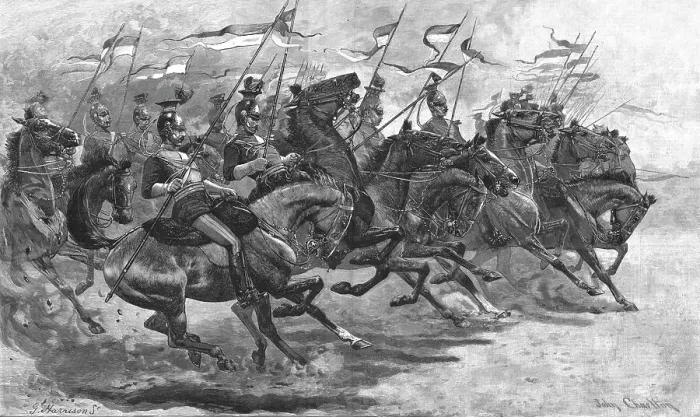 Framed Print : Halt !'-Charge of Lancers at the Royal Military Tournament, 1890. Creator: Unknown Framed Print : Halt !'-Charge of Lancers at the Royal Military Tournament, 1890. Creator: Unknown