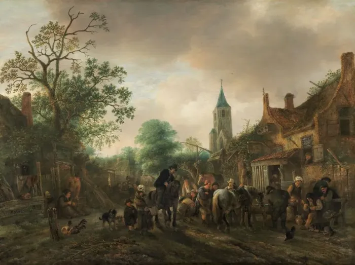 Framed Print : The Halt at the Inn, 1645. Creator: Isaac van Ostade Framed Print : The Halt at the Inn, 1645. Creator: Isaac van Ostade