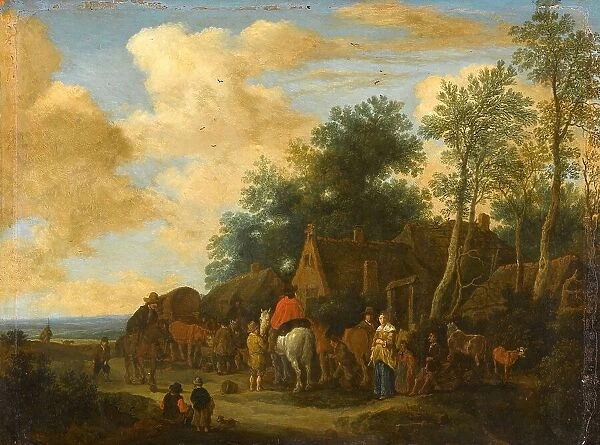 Halting at a Roadside Inn, 1657. Creator: Pieter Molijn