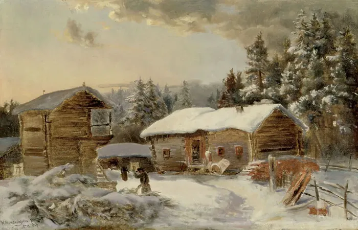Framed Print : Hämäläinen farmhouse, copy after Hjalmar Munsterhjelm. Creator: Aukusti Uotila Framed Print : Hämäläinen farmhouse, copy after Hjalmar Munsterhjelm. Creator: Aukusti Uotila