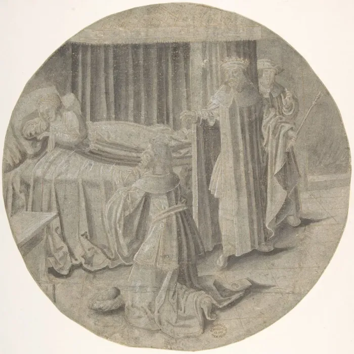 Framed Print : Haman begs Esther for his Life, 16th-mid 16th century ? Framed Print : Haman begs Esther for his Life, 16th-mid 16th century ?