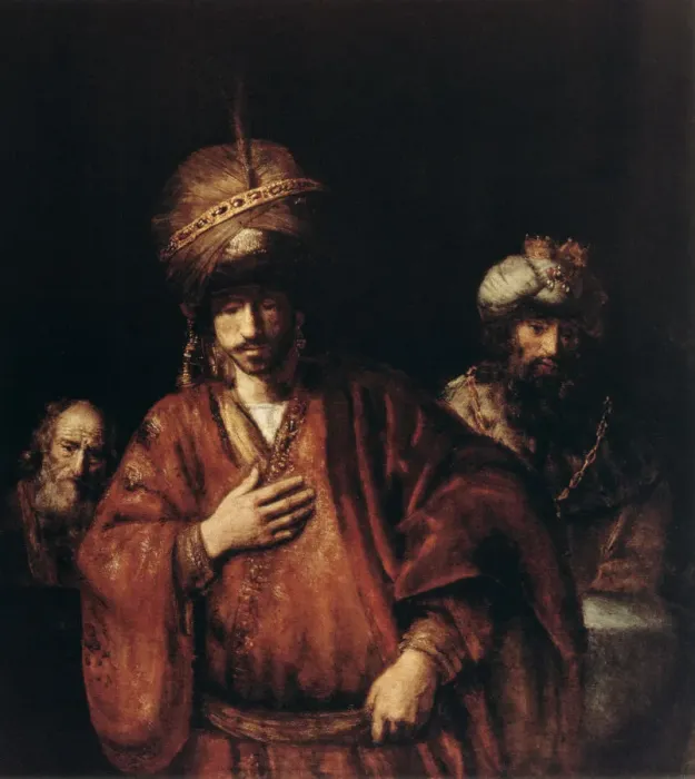 Framed Print : Haman Recognizes His Fate, c1665. Artist: Rembrandt Harmensz van Rijn Framed Print : Haman Recognizes His Fate, c1665. Artist: Rembrandt Harmensz van Rijn