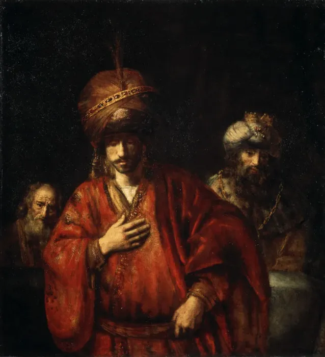 Framed Print : Haman Recognizes His Fate (David and Uriah), 1665. Artist: Rembrandt Harmensz van Rijn