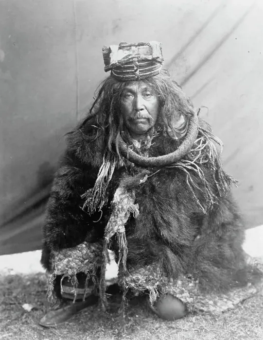 Framed Print : A Hamatsa costume-Nakoaktok, c1910. Creator: Edward Sheriff Curtis Framed Print : A Hamatsa costume-Nakoaktok, c1910. Creator: Edward Sheriff Curtis
