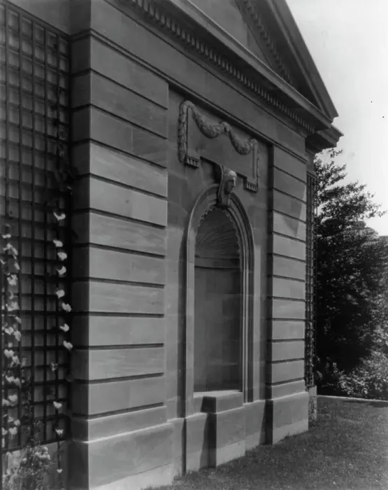 Framed Print : Hamilton Rice Home in Newport, Rhode Island, exterior detail, between 1917 and 1927. Creator: Frances Benjamin Johnston Framed Print : Hamilton Rice Home in Newport, Rhode Island, exterior detail, between 1917 and 1927. Creator: Frances Benjamin Johnston