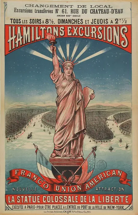 Framed Print : Hamiltons Excursions: La statue colossale de la Liberté, 1880s. Creator: Anonymous Framed Print : Hamiltons Excursions: La statue colossale de la Liberté, 1880s. Creator: Anonymous