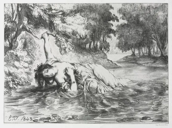 Framed Print : Hamlet: The Death of Ophelia, 1843. Creator: Eugene Delacroix (French, 1798-1863) Framed Print : Hamlet: The Death of Ophelia, 1843. Creator: Eugene Delacroix (French, 1798-1863)