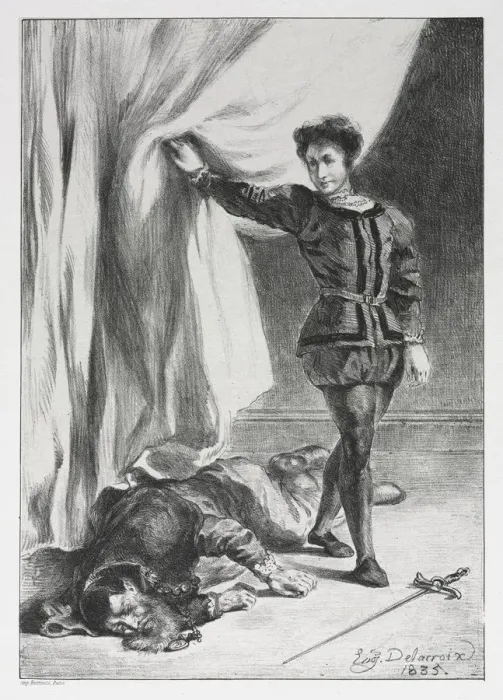 Framed Print : Hamlet: Hamlet and the Corpse of Polonius, 1835. Creator: Eugene Delacroix (French Framed Print : Hamlet: Hamlet and the Corpse of Polonius, 1835. Creator: Eugene Delacroix (French